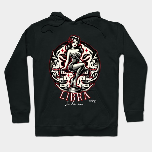 Libra's Lure: Harmony's Heiress - Pin up Vintage Retro Zodiac Sign Hoodie by LollipopINC